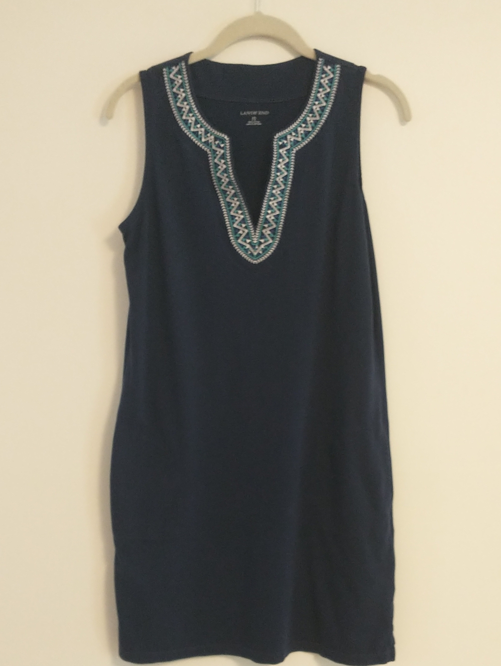 Lands' End Cotton Jersey Shift Dress Beach Coverup With Pockets XSmall 2-4